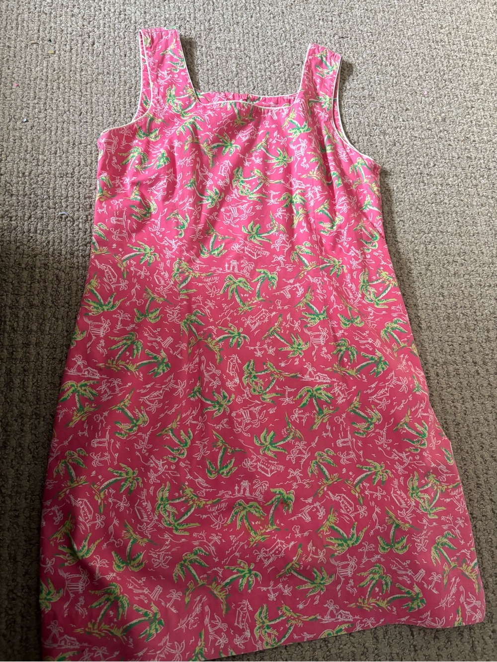 Lilly Pulitzer White Label Pink Tropical Palm Print Sleeveless Shift Dress